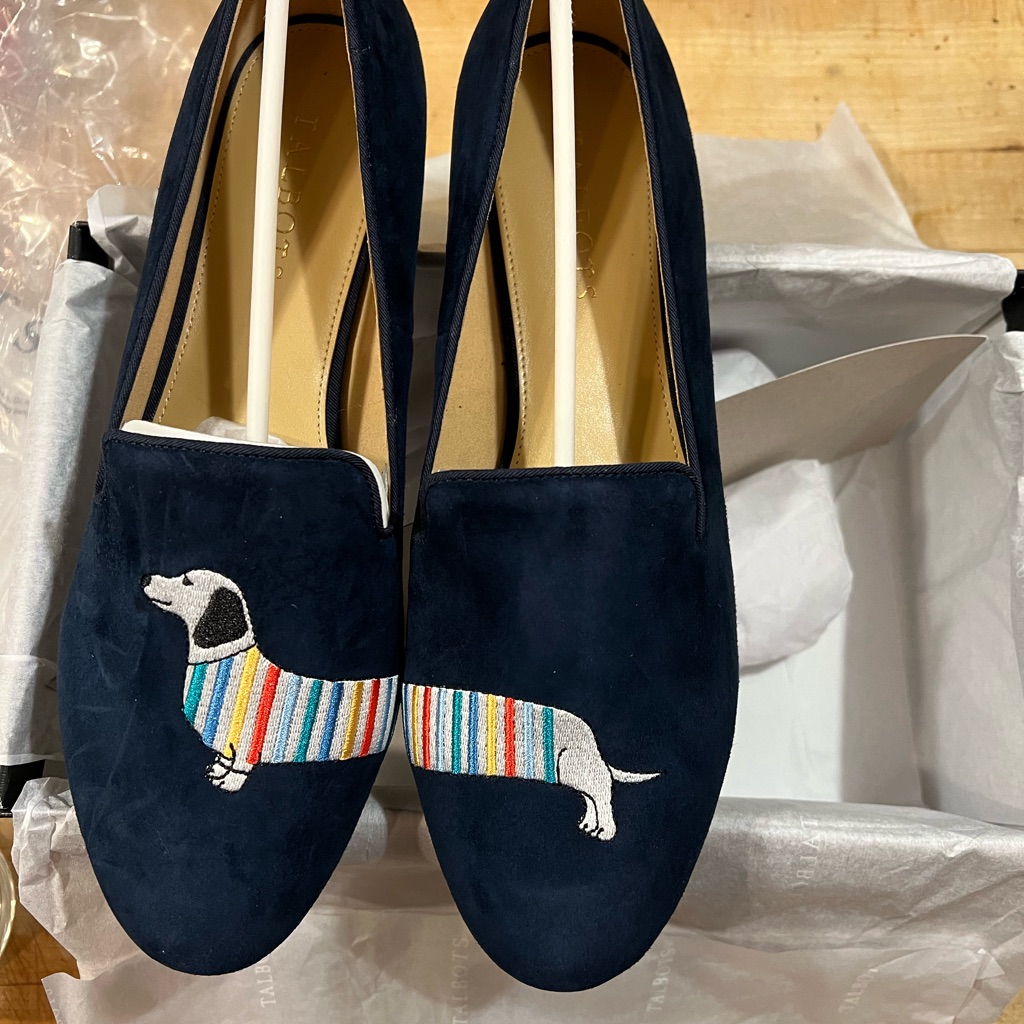 Brand-New With Box. Women’s Size 9.5 Talbots With Fun Dachshund Embroidery.